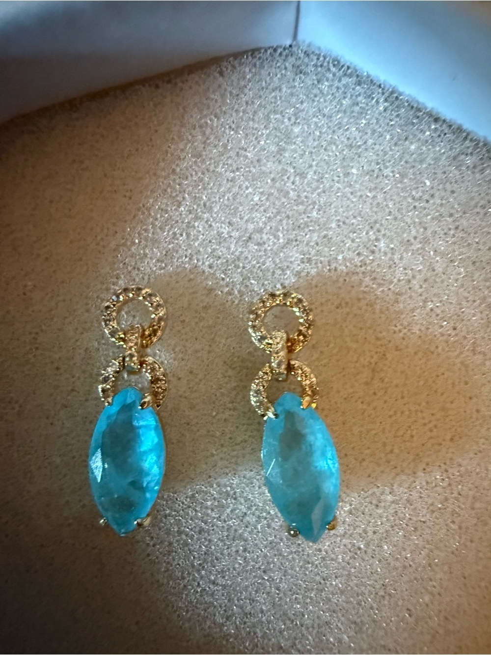 Gold-Tone charms with Aqua Blue Marquise Stones